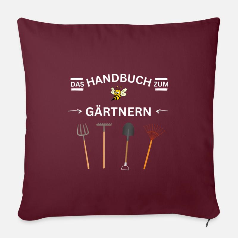 Handbuch zum Gärtnern Garten Blumen Gartenarbeit - Sofakissen mit Füllung 45 x 45 cm - Burgunderrot