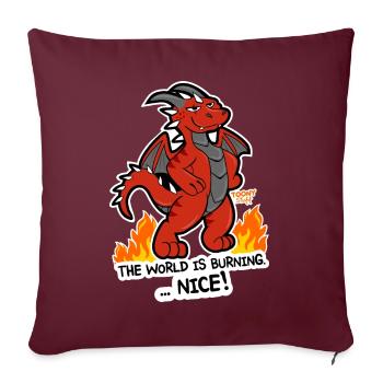 Dragon rouge Le monde est brûlant - Coussin et housse de 45 x 45 cm - bordeaux - Devant