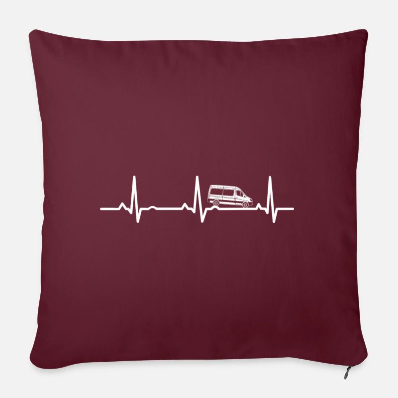 Ekg, Camper Van - Sofakissen mit Füllung 45 x 45 cm - Burgunderrot