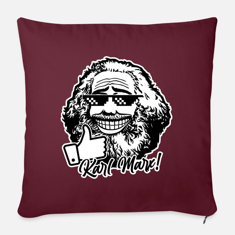 Karl Marx (bicolore) - Coussin et housse de 45 x 45 cm - bordeaux