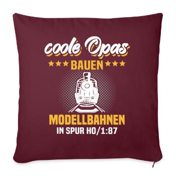 Modelleisenbahn Opa Spur H0 Eisenbahn - Sofakissen mit Füllung 45 x 45 cm - Burgunderrot - Vorne