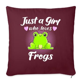 grenouille motif grenouilles feuillus fille - Coussin et housse de 45 x 45 cm - bordeaux - Devant