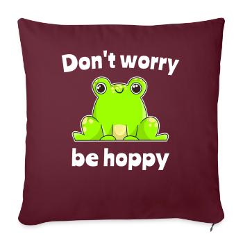 Lustiger Frosch Worry Hoppy Frogs - Sofakissen mit Füllung 45 x 45 cm - Burgunderrot - Vorne
