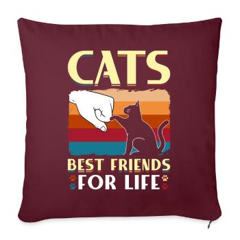 Cats Best Friends For Life - Sofa pillow with filling 45cm x 45cm - burgundy - Front