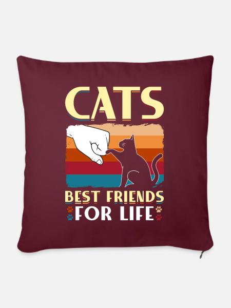 Cats Best Friends For Life - Sofa pillow with filling 45cm x 45cm - burgundy