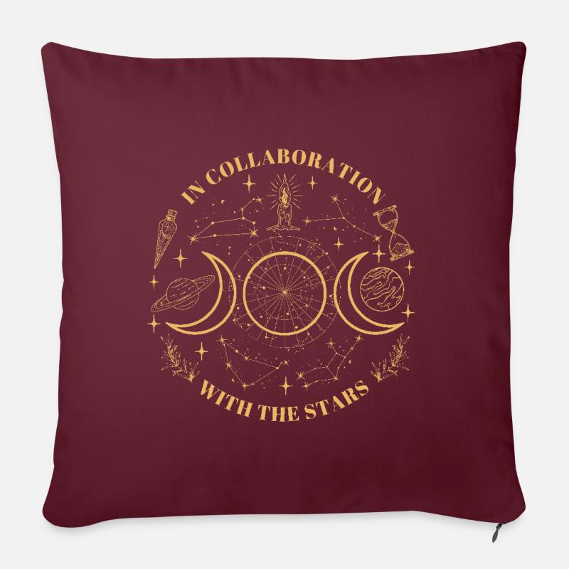 En collaboration avec les étoiles - Coussin et housse de 45 x 45 cm - bordeaux