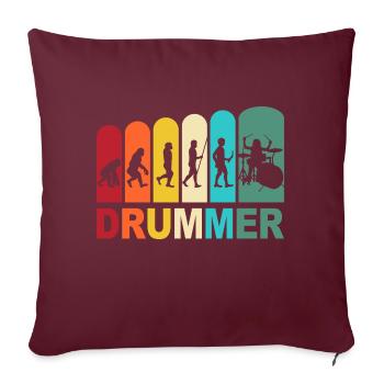 Drummer Evolution Drummer Drums Batterie - Coussin et housse de 45 x 45 cm - bordeaux - Devant