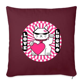 Cher chat chanceux - Coussin et housse de 45 x 45 cm - bordeaux - Devant