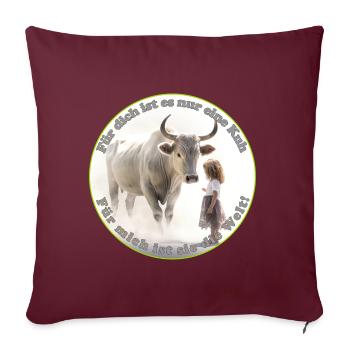 For many, all that has horns is just a cow - Sofa pillow with filling 45cm x 45cm - burgundy - Front
