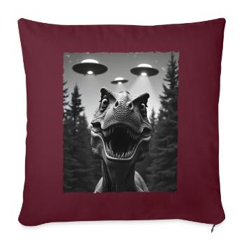 Funny T-Rex dinosaure UFO encounter selfie - Sofa pillow with filling 45cm x 45cm - burgundy - Front
