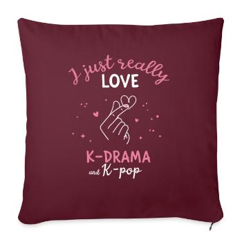 I just really love K-Drama K-Pop Korean Heart - Sofa pillow with filling 45cm x 45cm - burgundy - Front