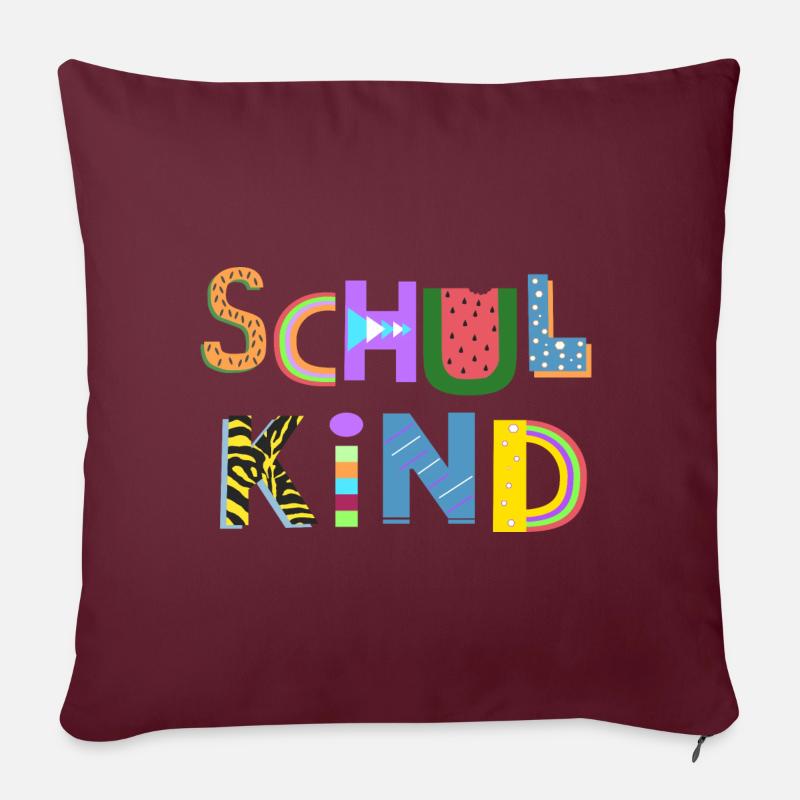 Schulkind Einschulung 1. Klasse bunt Geschenk - Sofakissen mit Füllung 45 x 45 cm - Burgunderrot