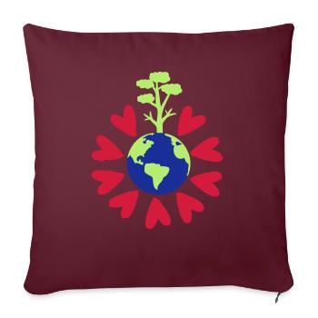 Liebe unseren Planeten Erde - Sofakissen mit Füllung 45 x 45 cm - Burgunderrot - Vorne
