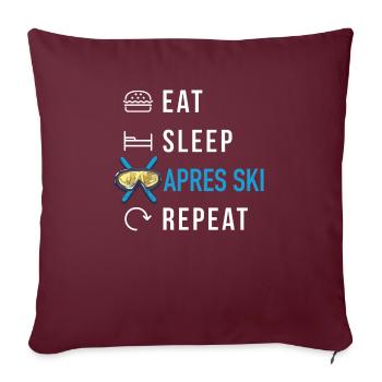 Eat sleep ski piste d'hiver - Coussin et housse de 45 x 45 cm - bordeaux - Devant
