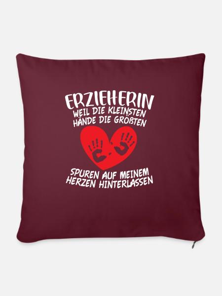 Erzieherin Kindergärtnerin Spuren Auf dem Herzen - Sofakissen mit Füllung 45 x 45 cm - Burgunderrot