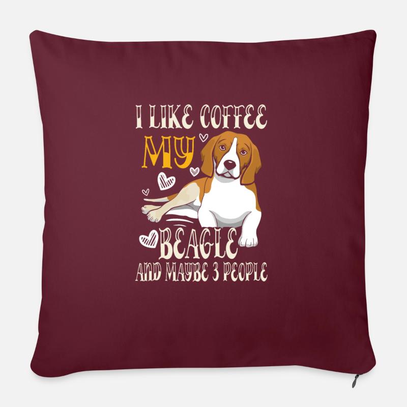 Coffee Beagle - Sofakissen mit Füllung 45 x 45 cm - Burgunderrot