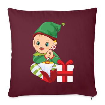 Bébé Noël Elfe / Noël, Cadeau, - Coussin et housse de 45 x 45 cm - bordeaux - Devant