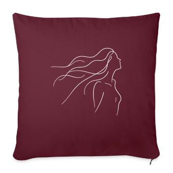 Elegant Breeze: Minimalist Girl Silhouette Tee - Sofakissen mit Füllung 45 x 45 cm - Burgunderrot - Vorne