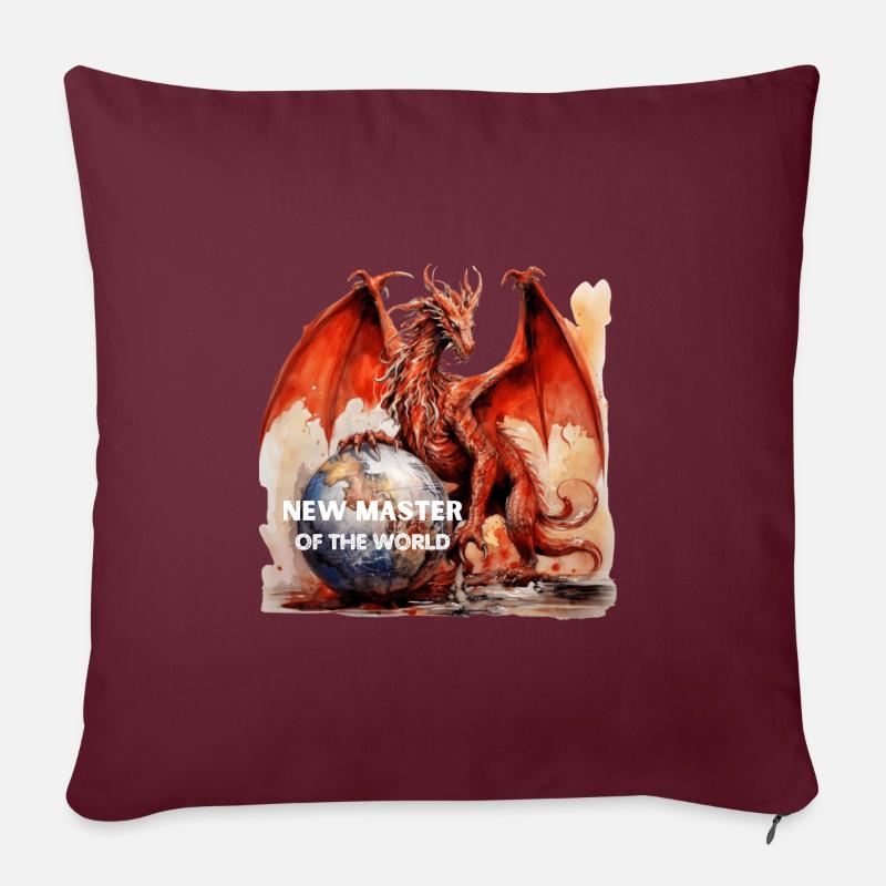 Mbambi - Dragon - Coussin et housse de 45 x 45 cm - bordeaux