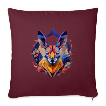 Faune géométrique, kangourou, géo sauvage - Coussin et housse de 45 x 45 cm - bordeaux - Devant