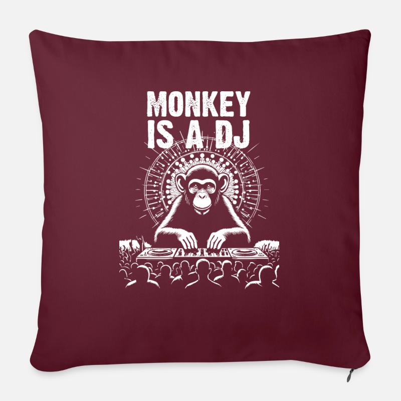Monkey is a DJ - Sofa pillow with filling 45cm x 45cm - burgundy