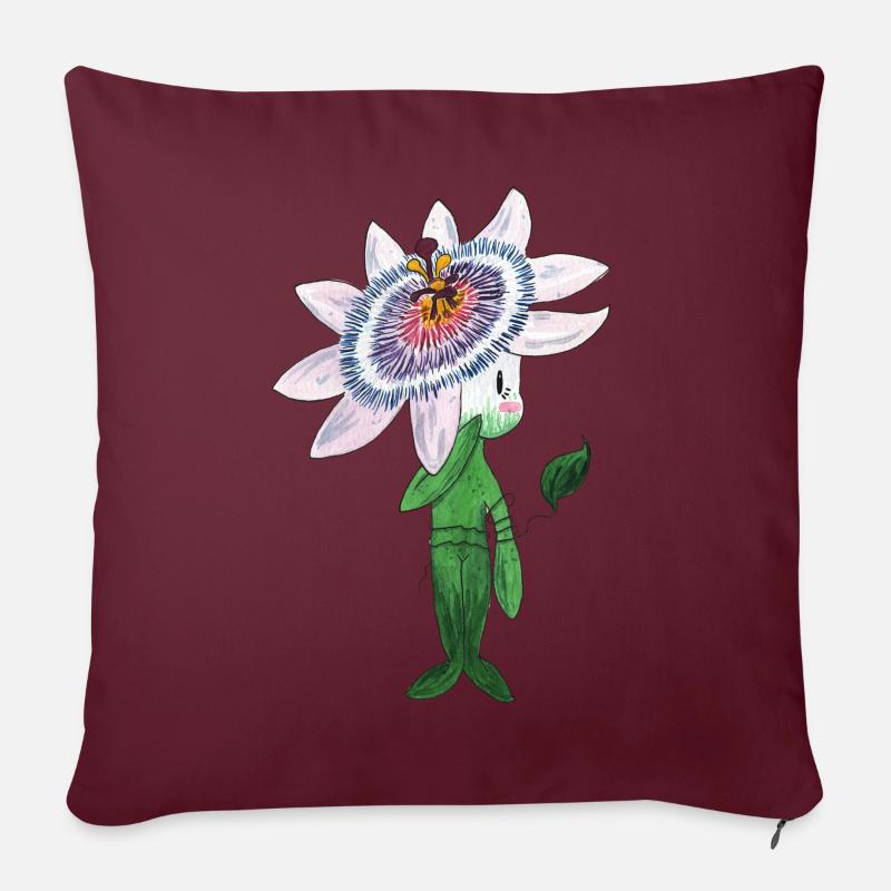 Passiflora - Coussin et housse de 45 x 45 cm - bordeaux