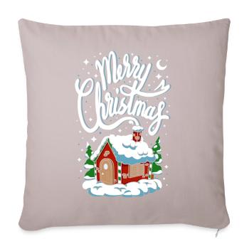 Christmas Merry Christmas House Cottage Tree Snow - Sofa pillow with filling 45cm x 45cm - light taupe - Front