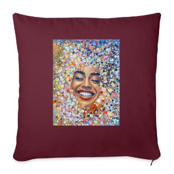 Portrait de femme Abstrait Positif - Coussin et housse de 45 x 45 cm - bordeaux - Devant