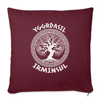 Wikinger Yggdrasil Irminsul - Sofakissen mit Füllung 45 x 45 cm - Burgunderrot - Vorne