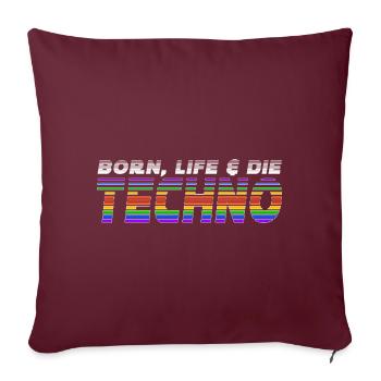 Born Techno, Life Techno & La Techno - Coussin et housse de 45 x 45 cm - bordeaux - Devant