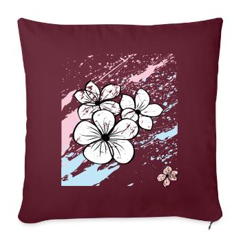 Blüten, Fleurs - Coussin et housse de 45 x 45 cm - bordeaux - Devant