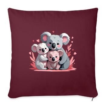 Drei süße Koalas - Koala familie - Sofakissen mit Füllung 45 x 45 cm - Burgunderrot - Vorne