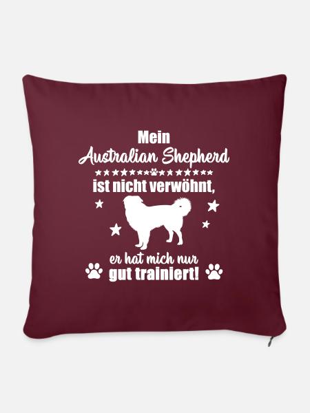 Australian Shepherd - Statement - Sofakissen mit Füllung 45 x 45 cm - Burgunderrot