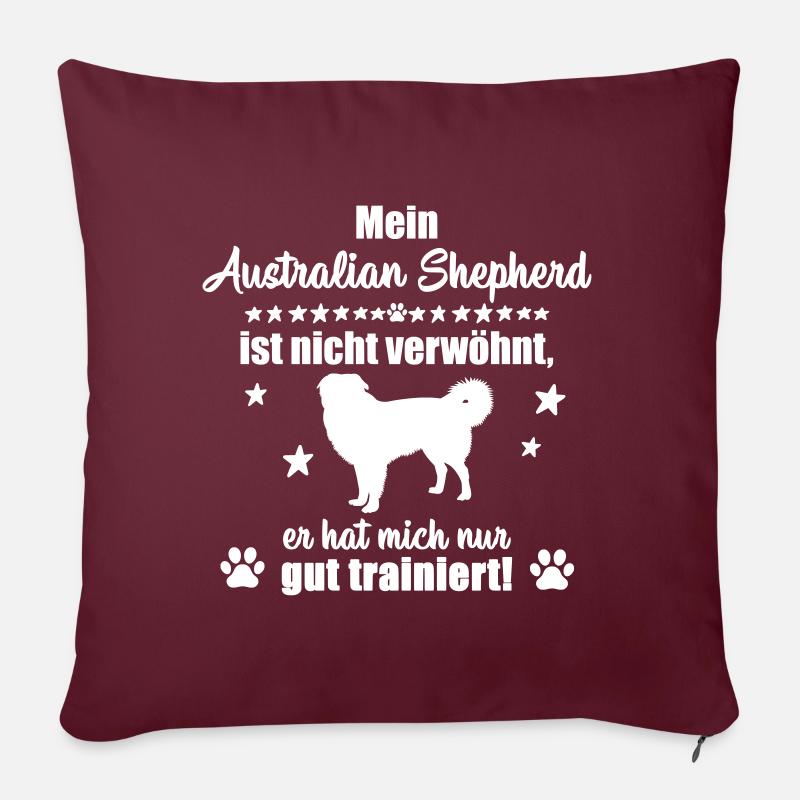 Australian Shepherd - Statement - Sofakissen mit Füllung 45 x 45 cm - Burgunderrot