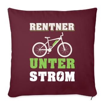 Rentner unter Strom / Fahrrad, E-Bike, Ruhestand - Sofakissen mit Füllung 45 x 45 cm - Burgunderrot - Vorne