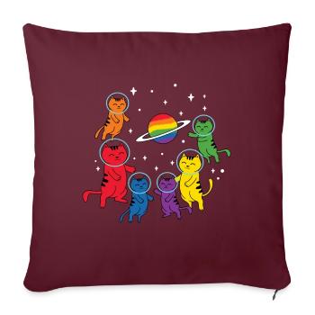 LGBT Chat Astronaute Transgenre Arc-en-ciel Gay Pride L - Coussin et housse de 45 x 45 cm - bordeaux - Devant