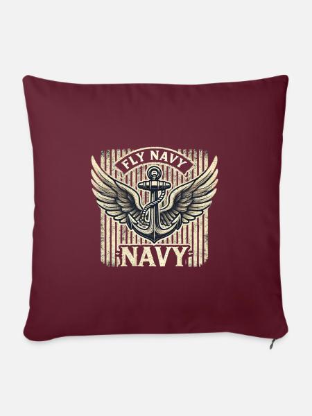 Fly Navy Marineflieger - Sofakissen mit Füllung 45 x 45 cm - Burgunderrot