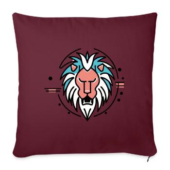 Lion rugissant - Coussin et housse de 45 x 45 cm - bordeaux - Devant