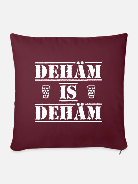 Dehäm is Dehäm weiß - Sofakissen mit Füllung 45 x 45 cm - Burgunderrot