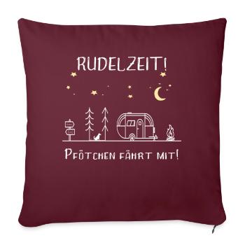 Wohnwagen Rudelzeit Pfötchen Camping Geschenk - Sofakissen mit Füllung 45 x 45 cm - Burgunderrot - Vorne