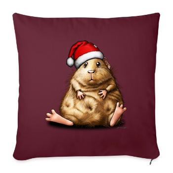 Cochon d'Inde avec Bonnet de Noel - Coussin et housse de 45 x 45 cm - bordeaux - Devant