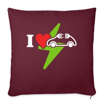 Eauto Love E-Car Love Voiture électrique - Coussin et housse de 45 x 45 cm - bordeaux - Devant