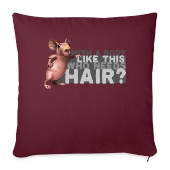 Tête chauve ironie drôle dicton - Coussin et housse de 45 x 45 cm - bordeaux - Devant