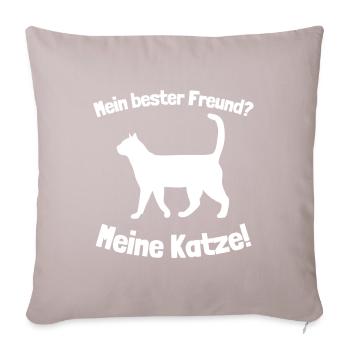 Bester Freund Katze - Sofakissen mit Füllung 45 x 45 cm - helles Taupe - Vorne
