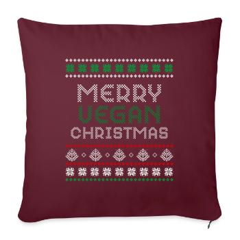 Joyeux Noël végétalien Vegane Weihnachten - Coussin et housse de 45 x 45 cm - bordeaux - Devant