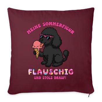 Süßes Pudelmotiv mit Eiswaffel, Urlaubsmotiv - Sofakissen mit Füllung 45 x 45 cm - Burgunderrot - Vorne