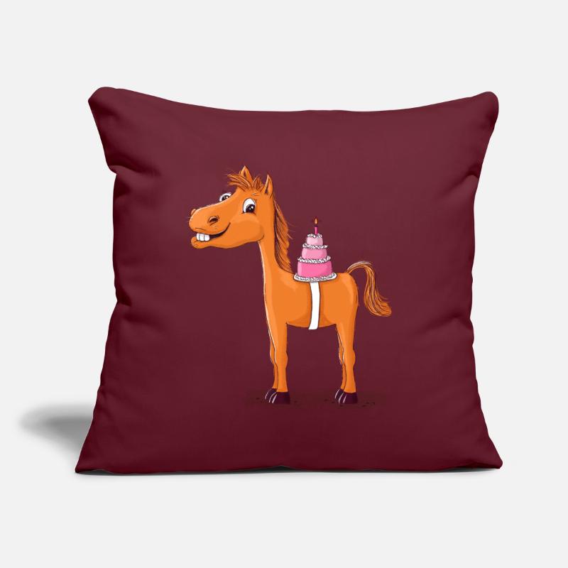 Pferd oder Pony mit Geburtstagstorte Sofakissen mit Füllung 45 x 45 cm