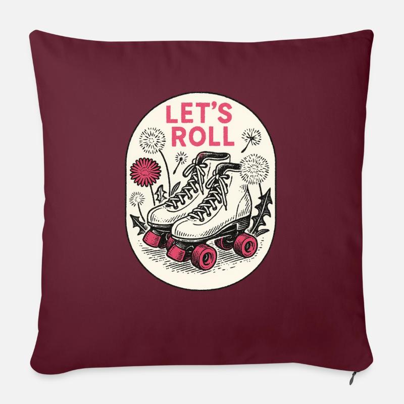 Let's Roll Retro Rollschuhe - Sofakissen mit Füllung 45 x 45 cm - Burgunderrot