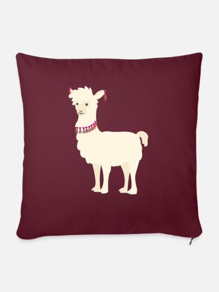 Lama - Sofakissen mit Füllung 45 x 45 cm - Burgunderrot