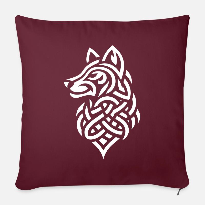 Celtic wolf - Sofa pillow with filling 45cm x 45cm - burgundy
